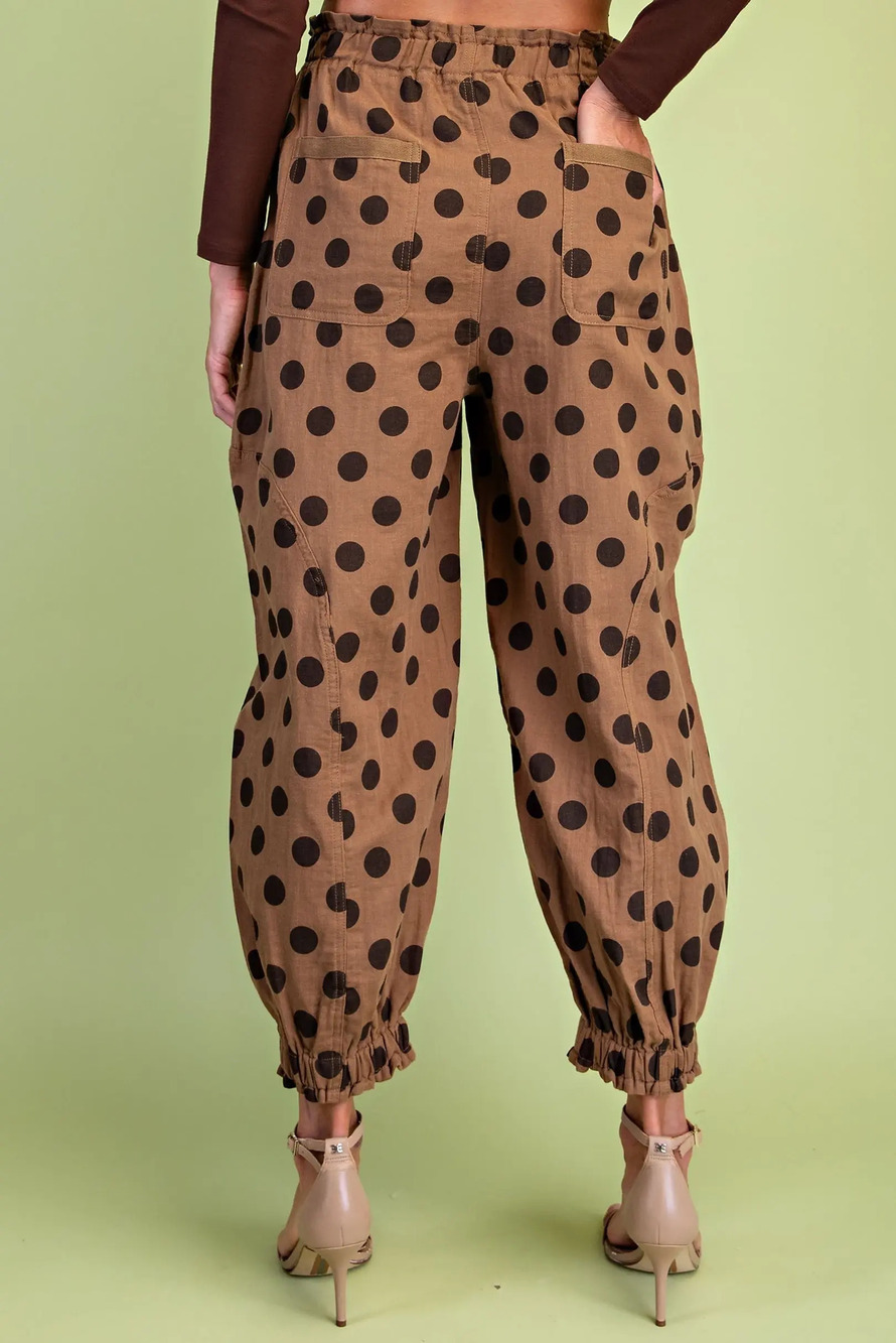 TE-2060 | Gigio Polka Dot Gathered Ankle Parachute Pants | Sizes S-L - Picture 5 of 5